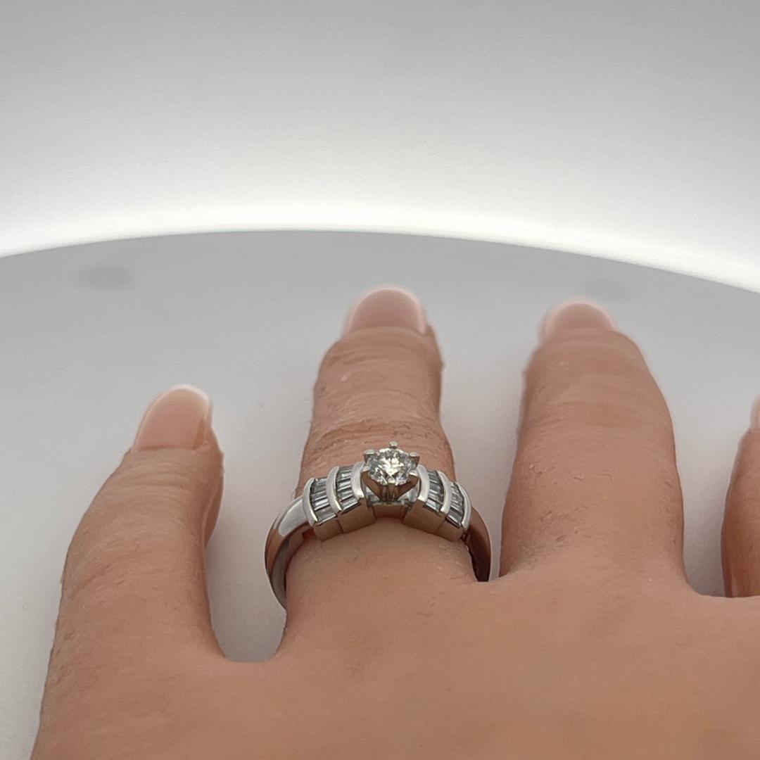 Vintage Platinum Engagement Ring and Band 1.15ct Baguette & Round Diamonds