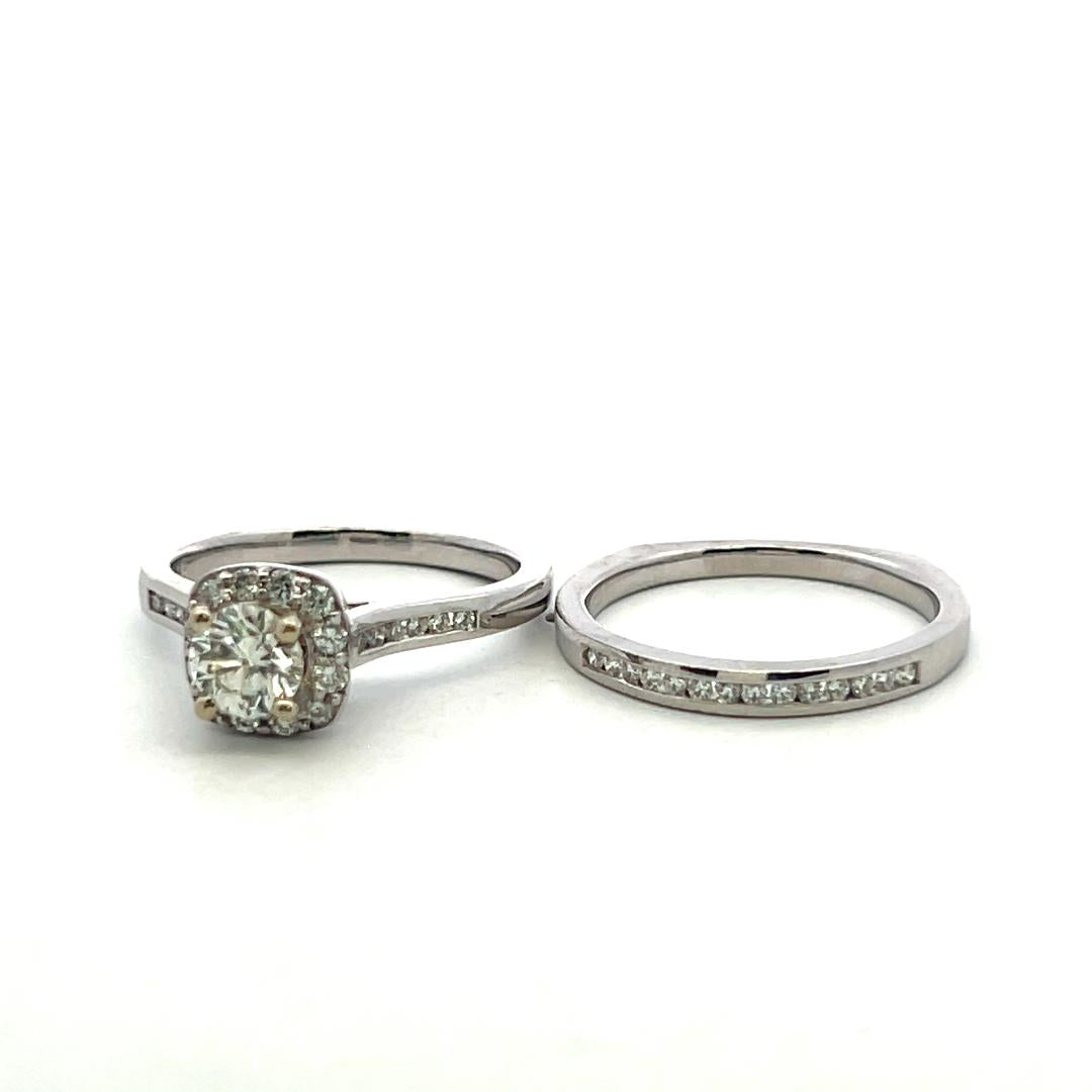 Vintage 14K White Gold Engagement Ring with 1.05ct Round Diamonds Size 6