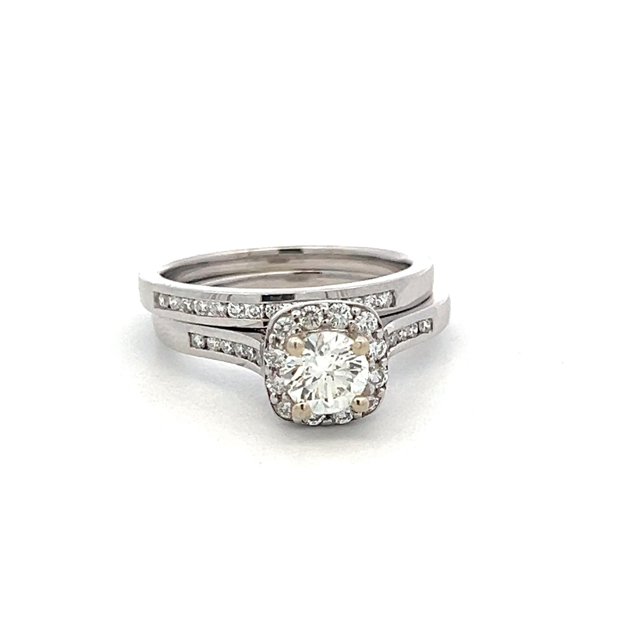 Vintage 14K White Gold Engagement Ring with 1.05ct Round Diamonds Size 6