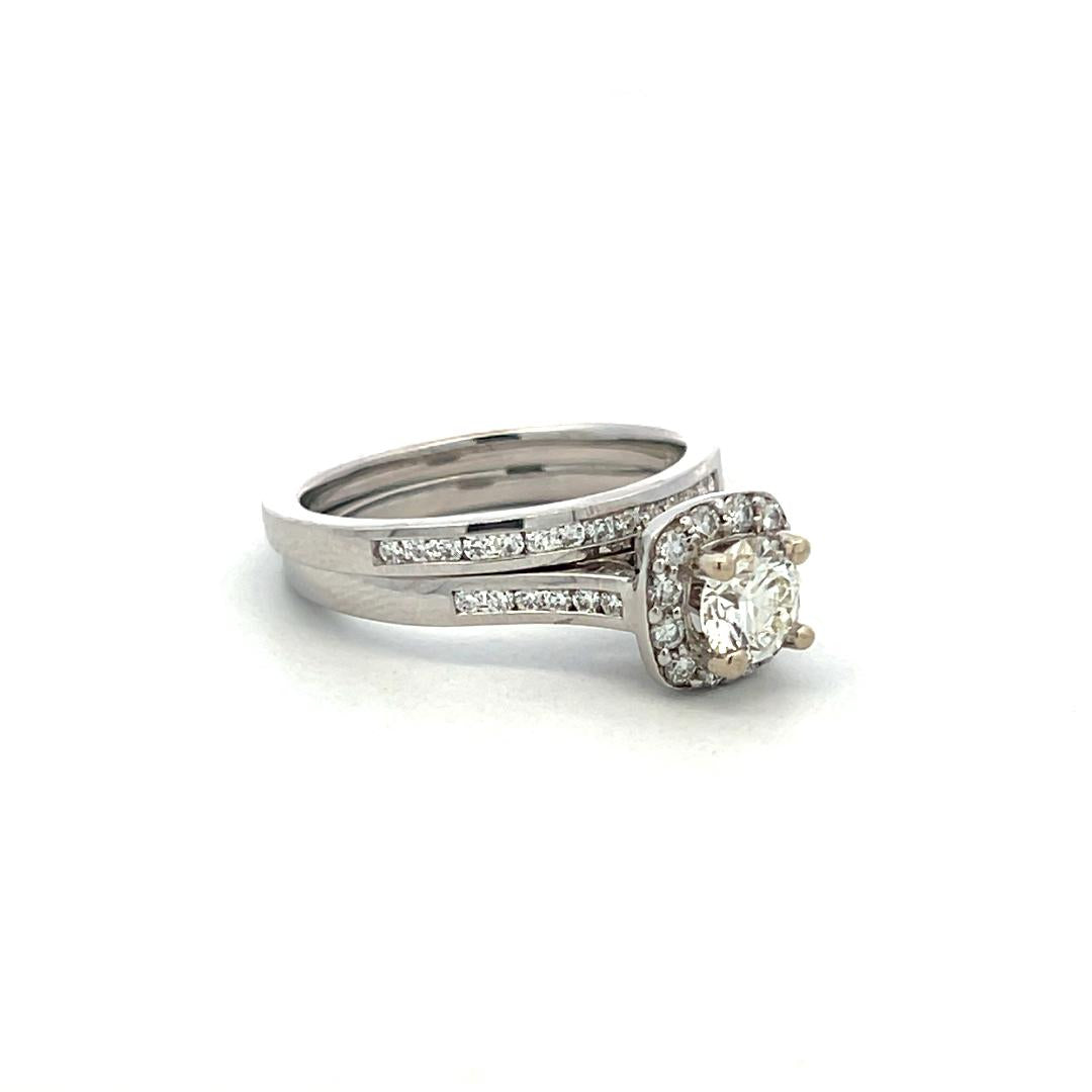 Vintage 14K White Gold Engagement Ring with 1.05ct Round Diamonds Size 6