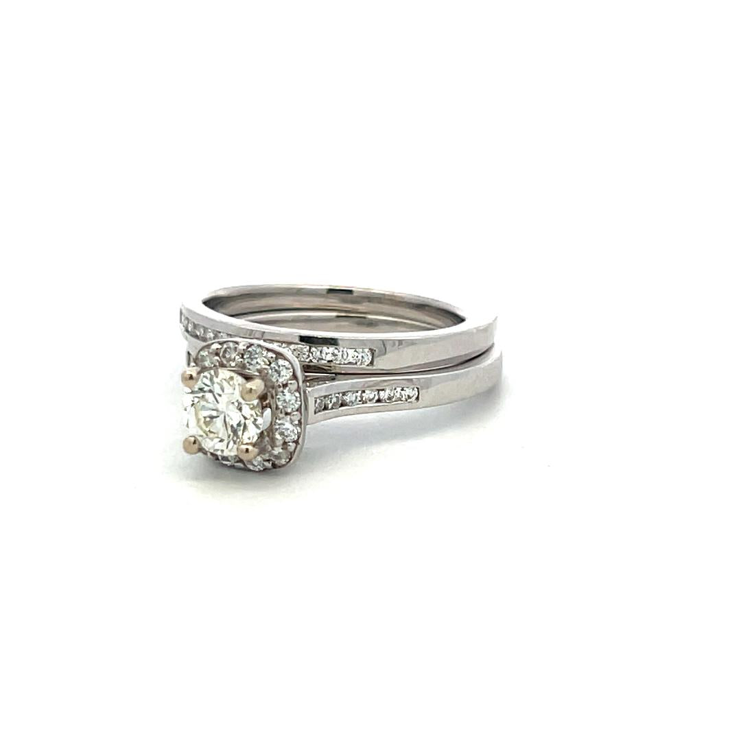 Vintage 14K White Gold Engagement Ring with 1.05ct Round Diamonds Size 6