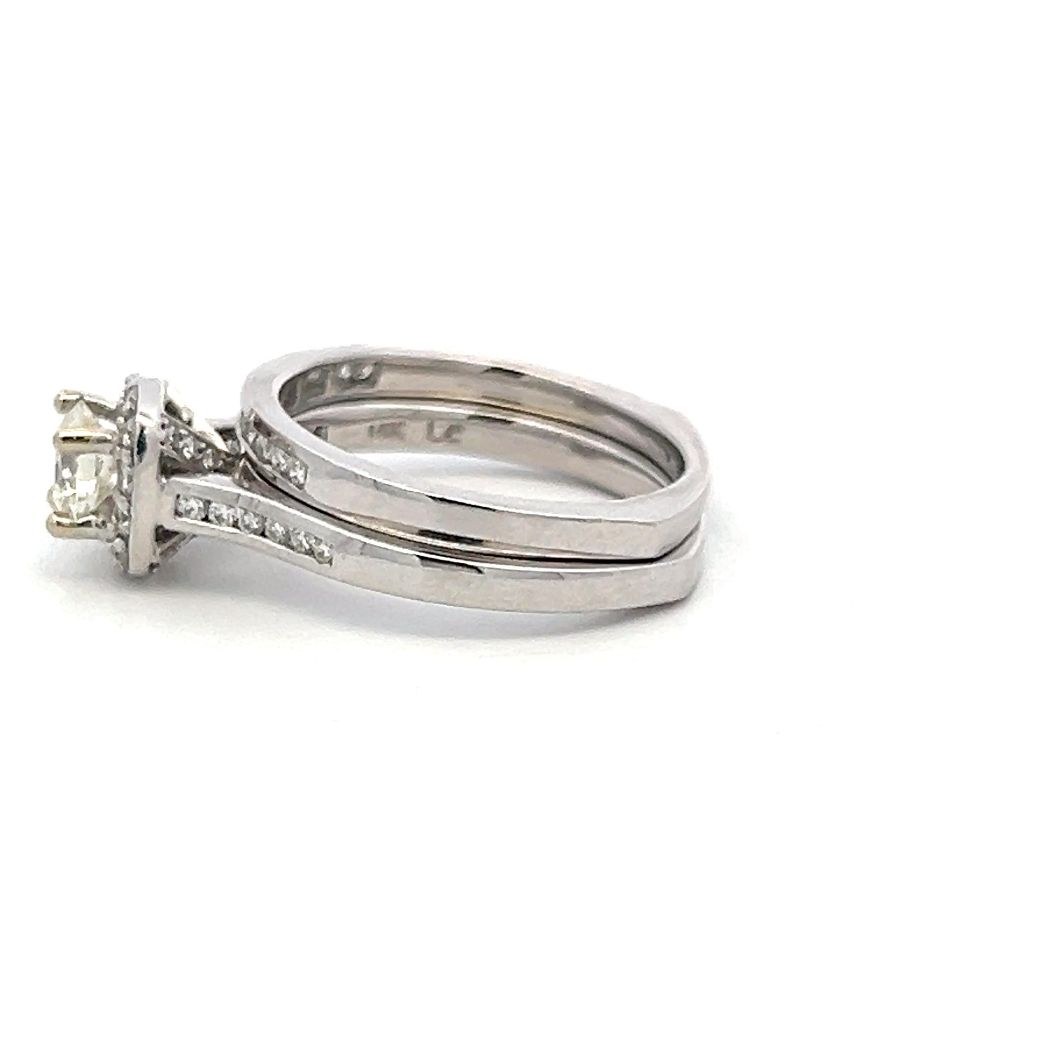Vintage 14K White Gold Engagement Ring with 1.05ct Round Diamonds Size 6