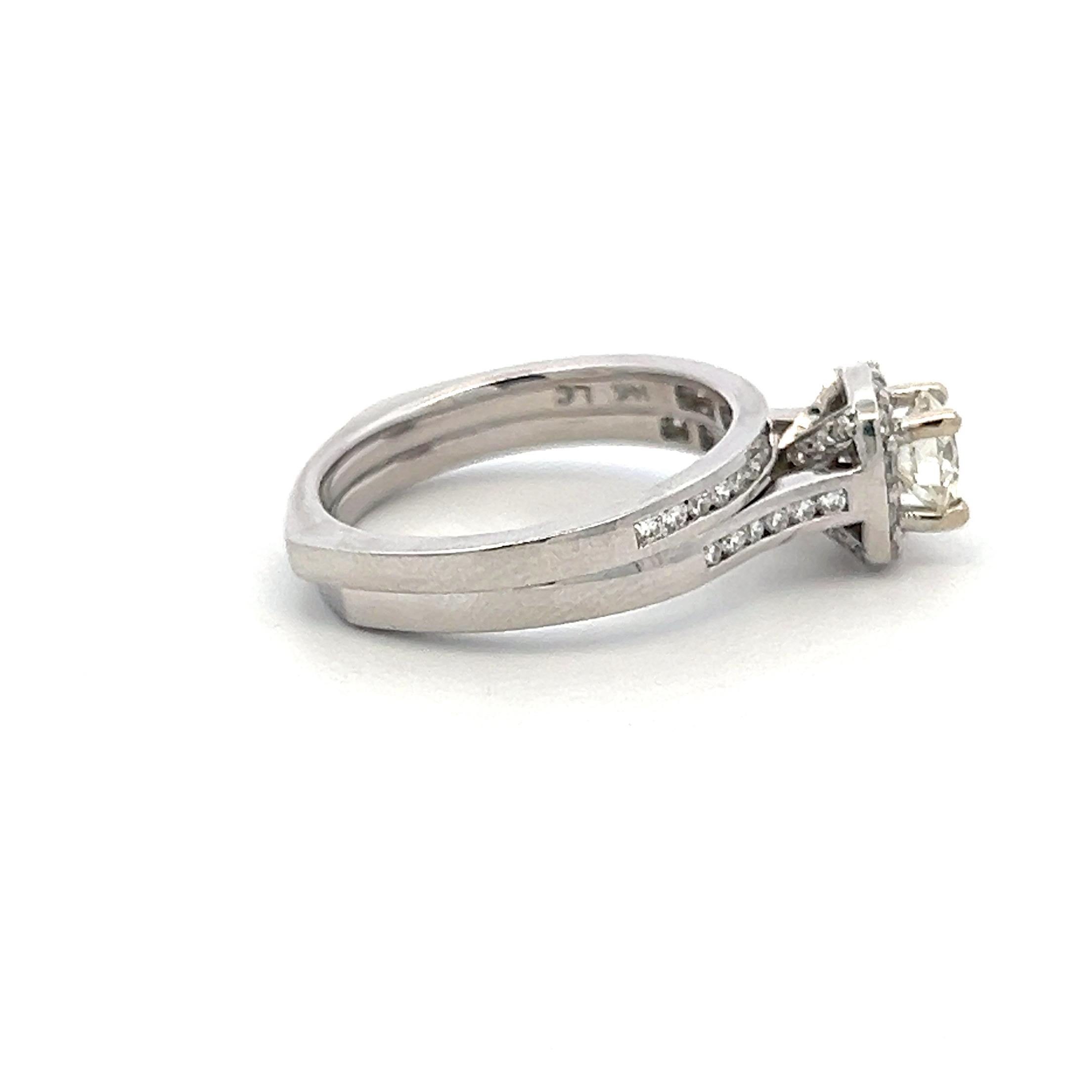 Vintage 14K White Gold Engagement Ring with 1.05ct Round Diamonds Size 6