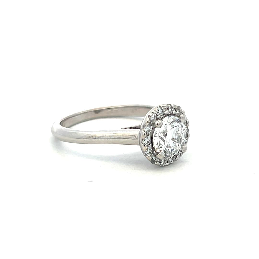 14K White Gold Halo Ring with 1.22 Carat Lab-Grown Diamonds Size 6
