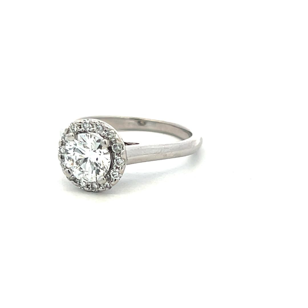 14K White Gold Halo Ring with 1.22 Carat Lab-Grown Diamonds Size 6