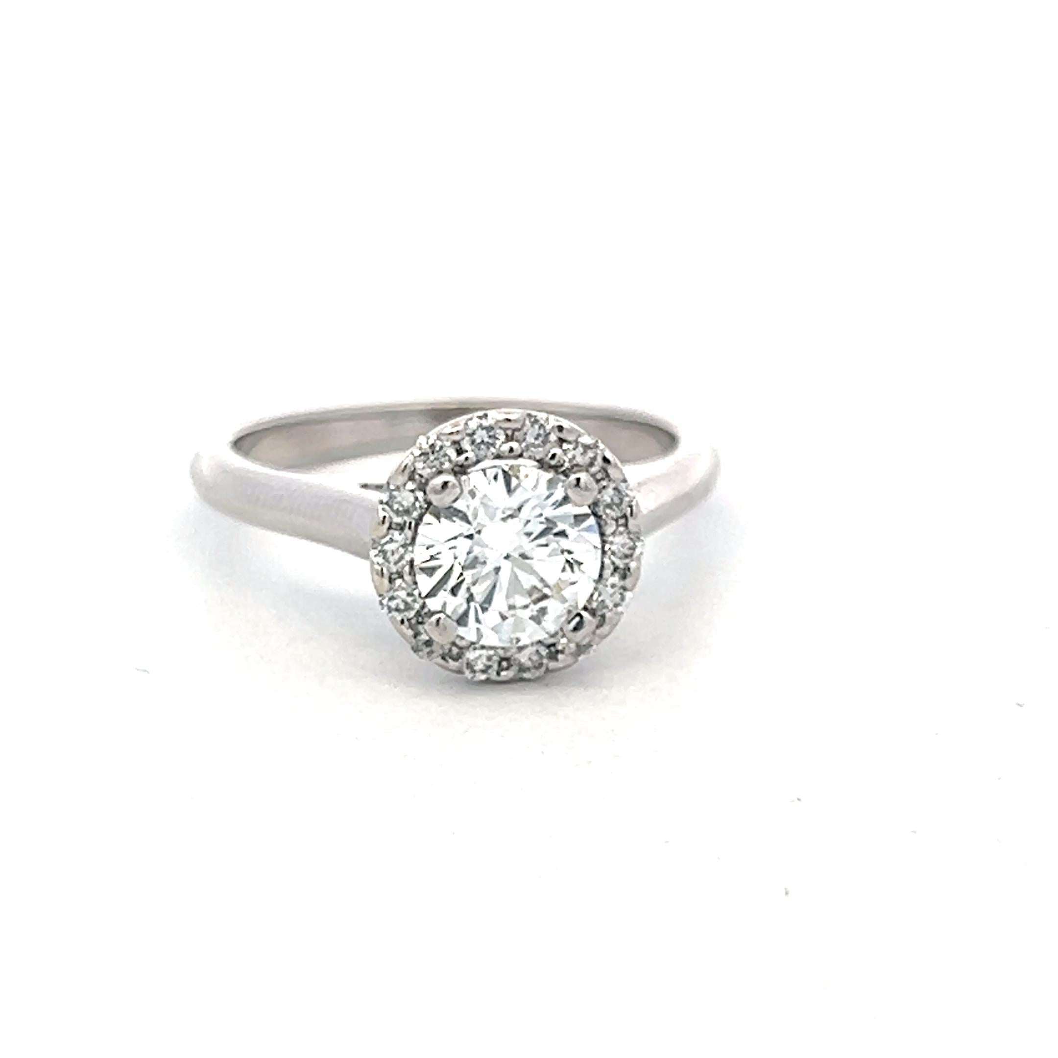 14K White Gold Halo Ring with 1.22 Carat Lab-Grown Diamonds Size 6