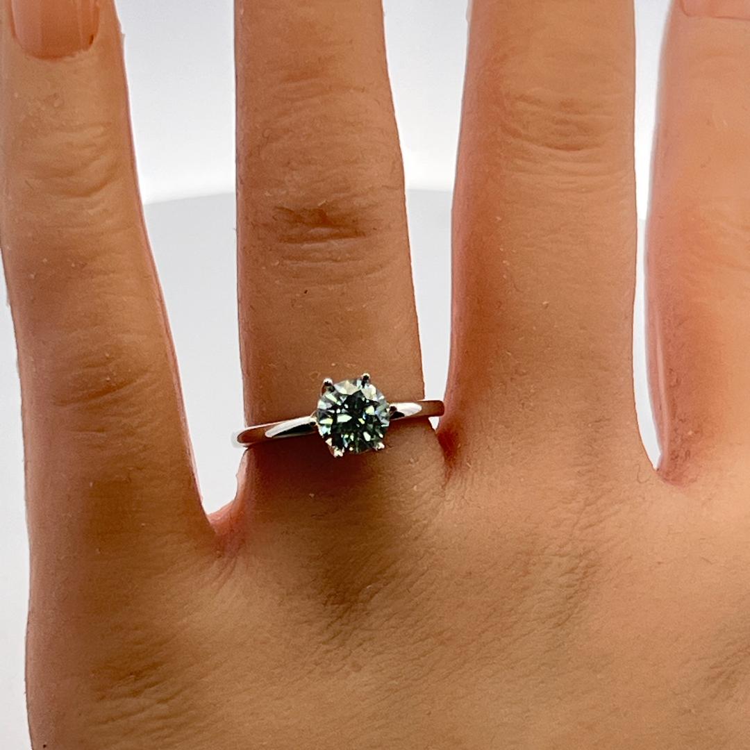 14K White Gold Engagement Ring with 1ct Lab-Grown and 0.09ct Natural Diamonds
