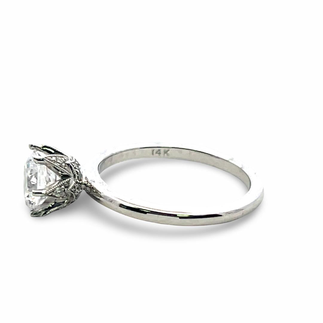 14K White Gold Engagement Ring with 1ct Lab-Grown and 0.09ct Natural Diamonds