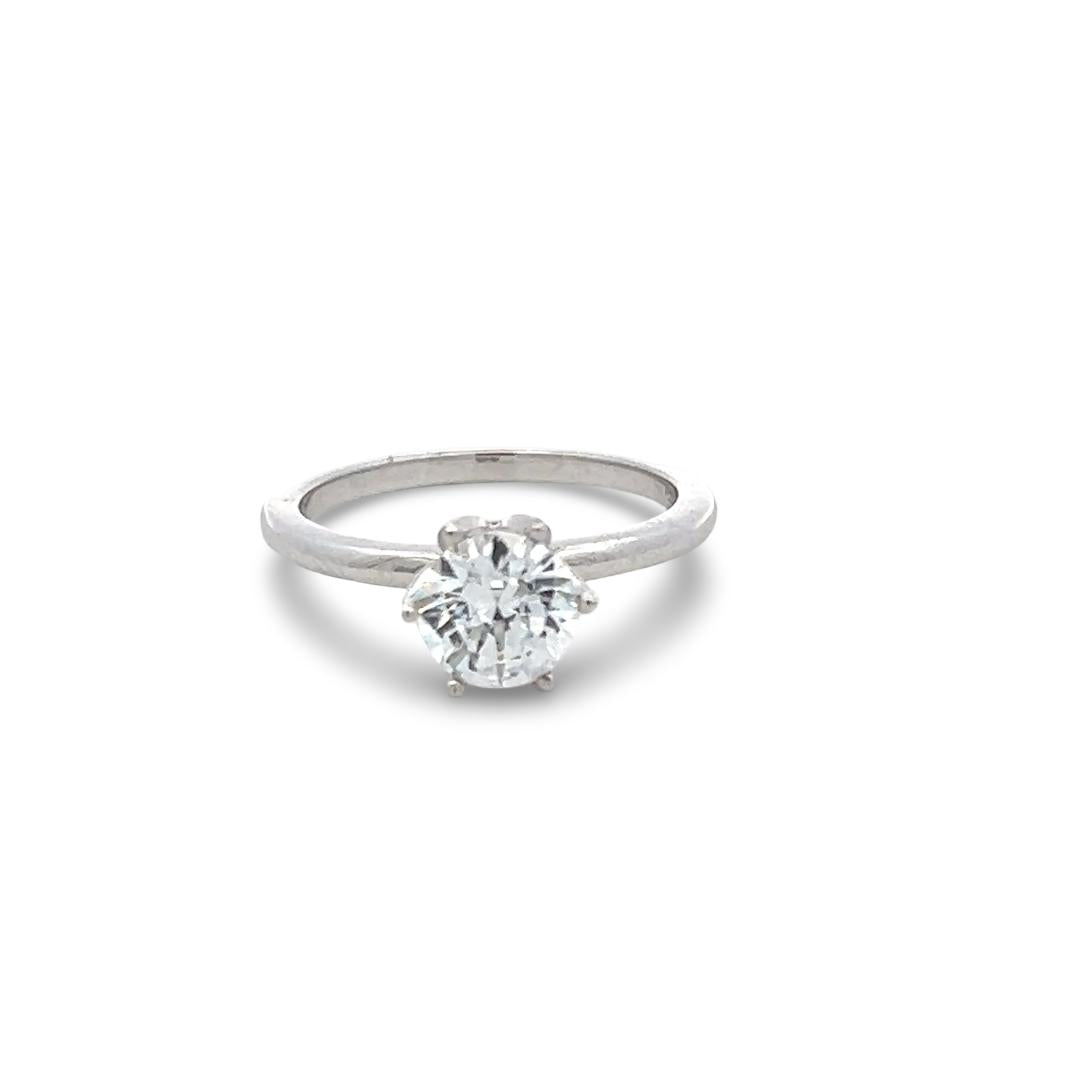 14K White Gold Engagement Ring with 1ct Lab-Grown and 0.09ct Natural Diamonds