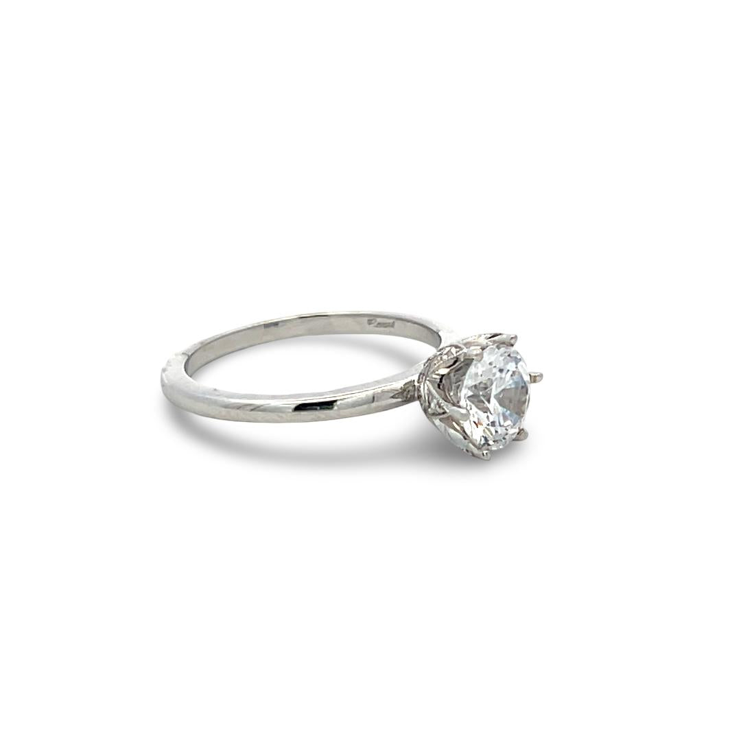 14K White Gold Engagement Ring with 1ct Lab-Grown and 0.09ct Natural Diamonds