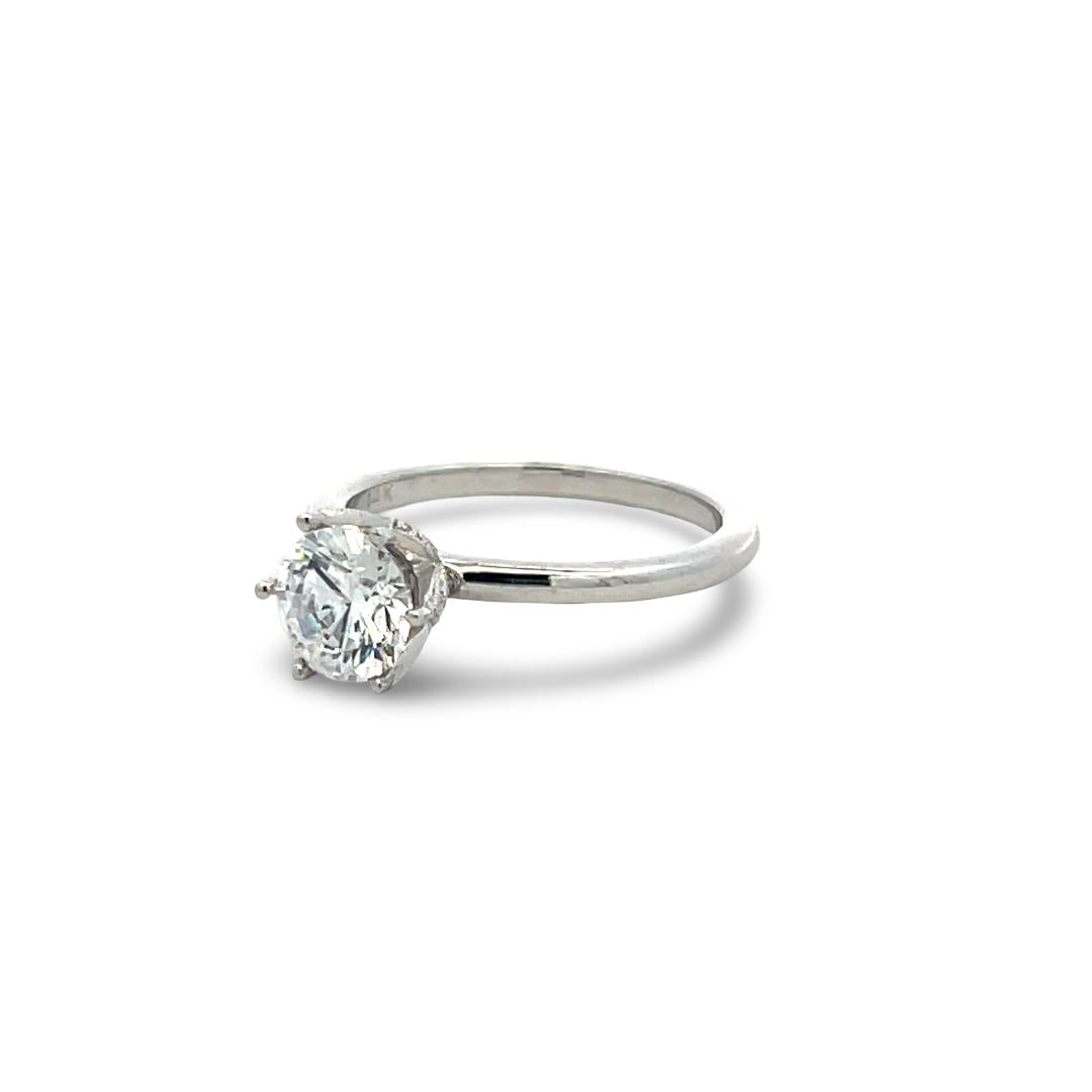 14K White Gold Engagement Ring with 1ct Lab-Grown and 0.09ct Natural Diamonds