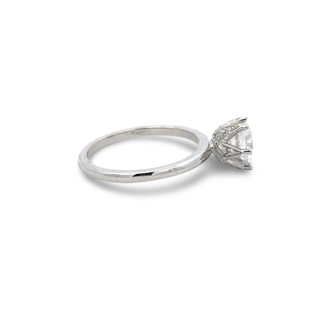 14K White Gold Engagement Ring with 1ct Lab-Grown and 0.09ct Natural Diamonds