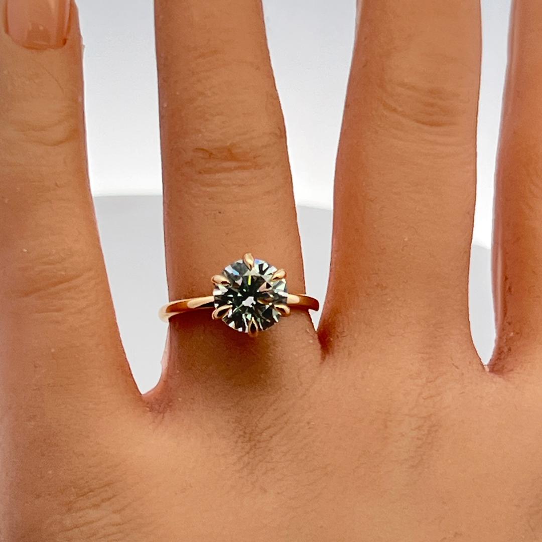 14K Yellow Gold Engagement Ring with 2.25ct Lab-Grown and 0.09ct Round Diamonds