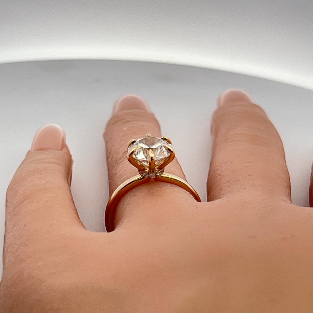 14K Yellow Gold Engagement Ring with 2.25ct Lab-Grown and 0.09ct Round Diamonds