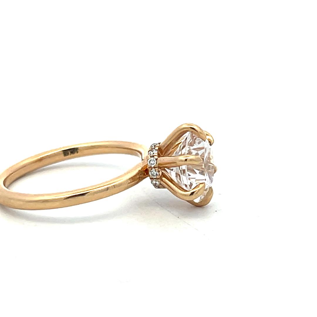 14K Yellow Gold Engagement Ring with 2.25ct Lab-Grown and 0.09ct Round Diamonds