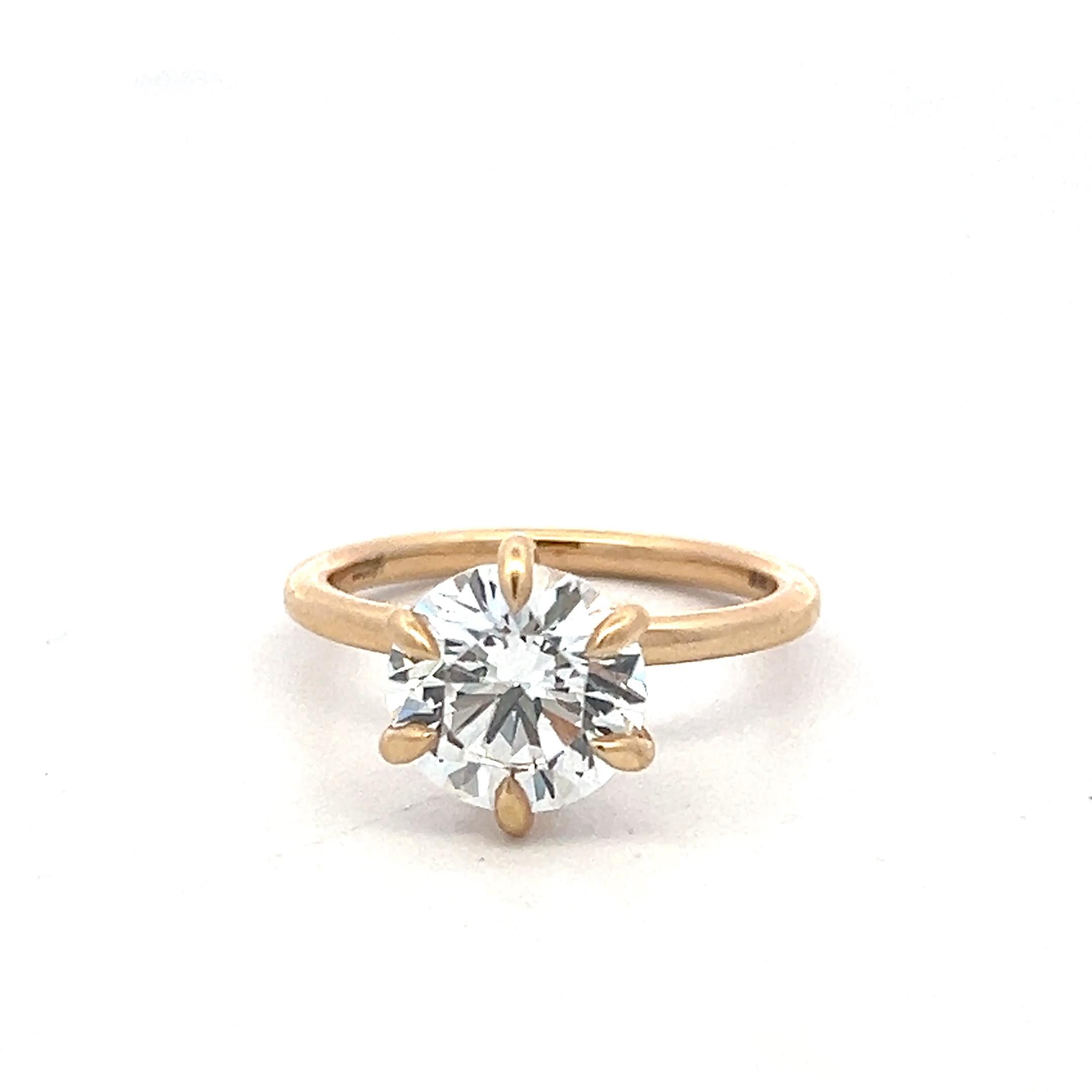 14K Yellow Gold Engagement Ring with 2.25ct Lab-Grown and 0.09ct Round Diamonds