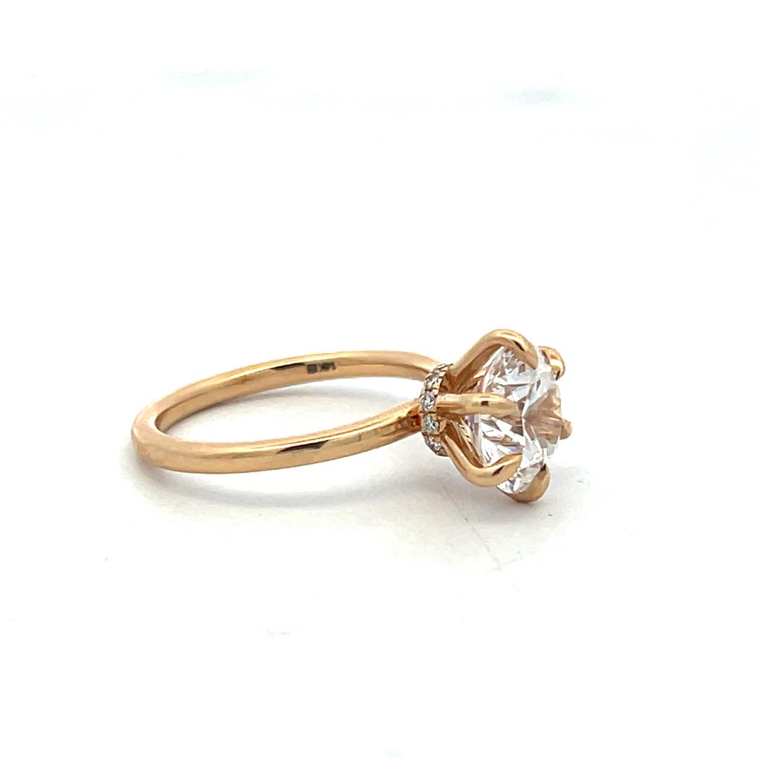 14K Yellow Gold Engagement Ring with 2.25ct Lab-Grown and 0.09ct Round Diamonds