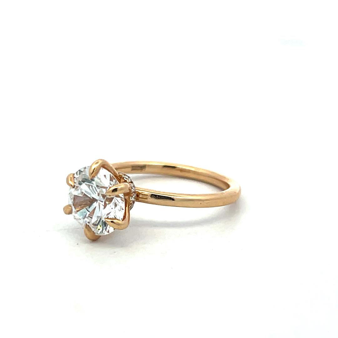 14K Yellow Gold Engagement Ring with 2.25ct Lab-Grown and 0.09ct Round Diamonds