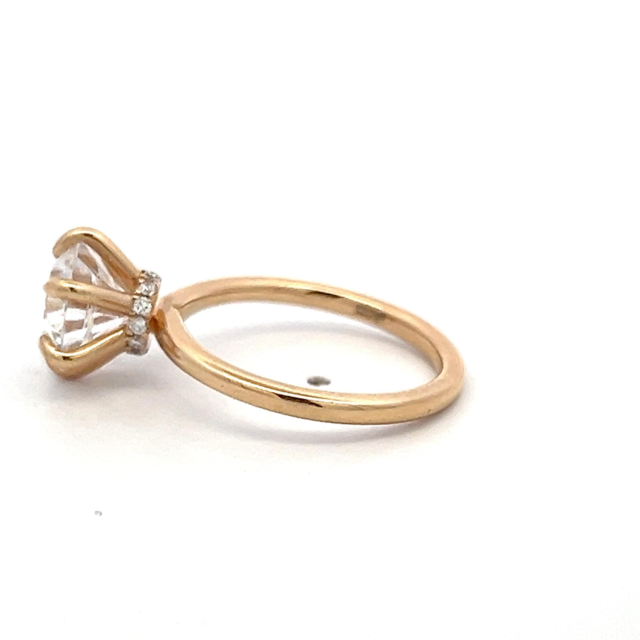 14K Yellow Gold Engagement Ring with 2.25ct Lab-Grown and 0.09ct Round Diamonds