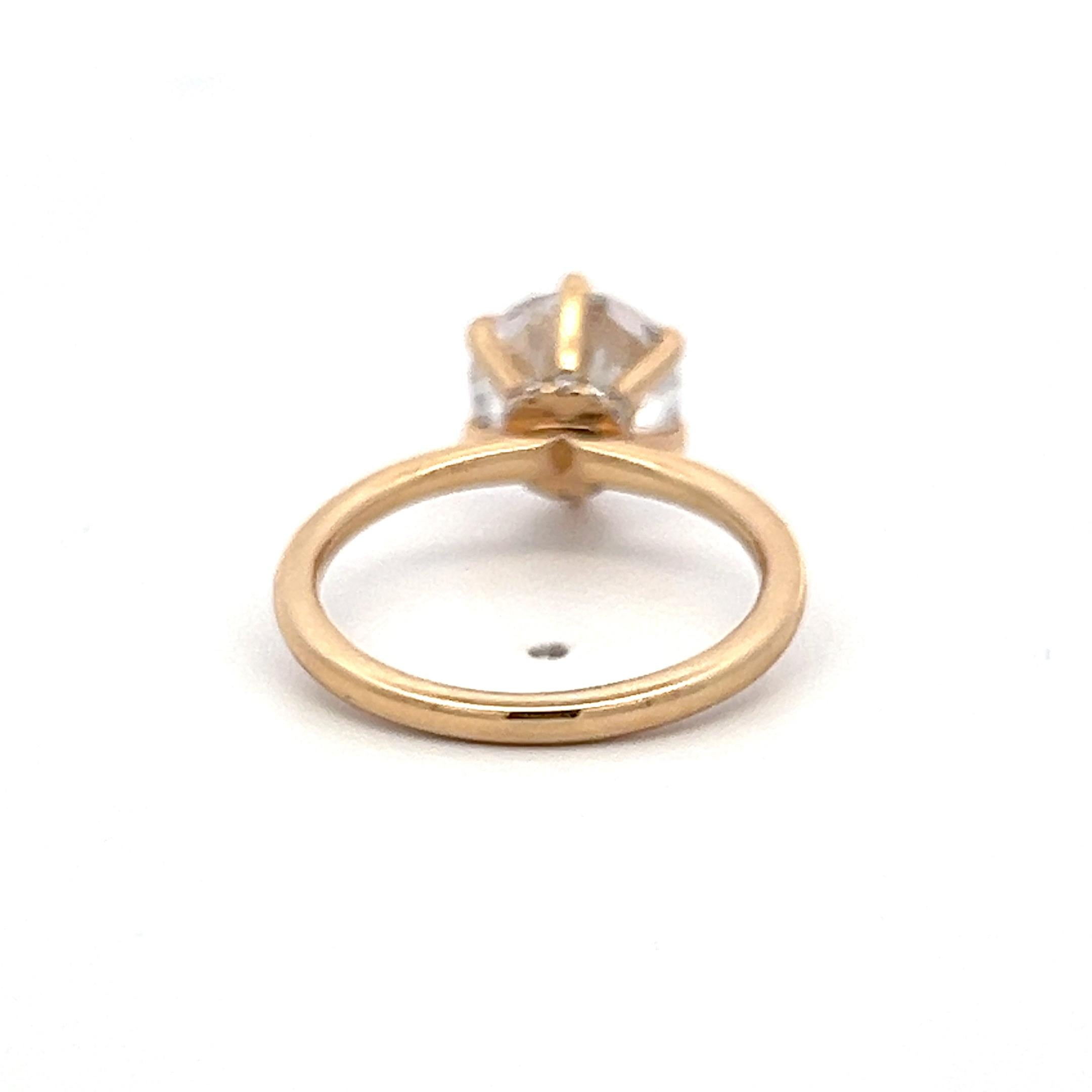 14K Yellow Gold Engagement Ring with 2.25ct Lab-Grown and 0.09ct Round Diamonds