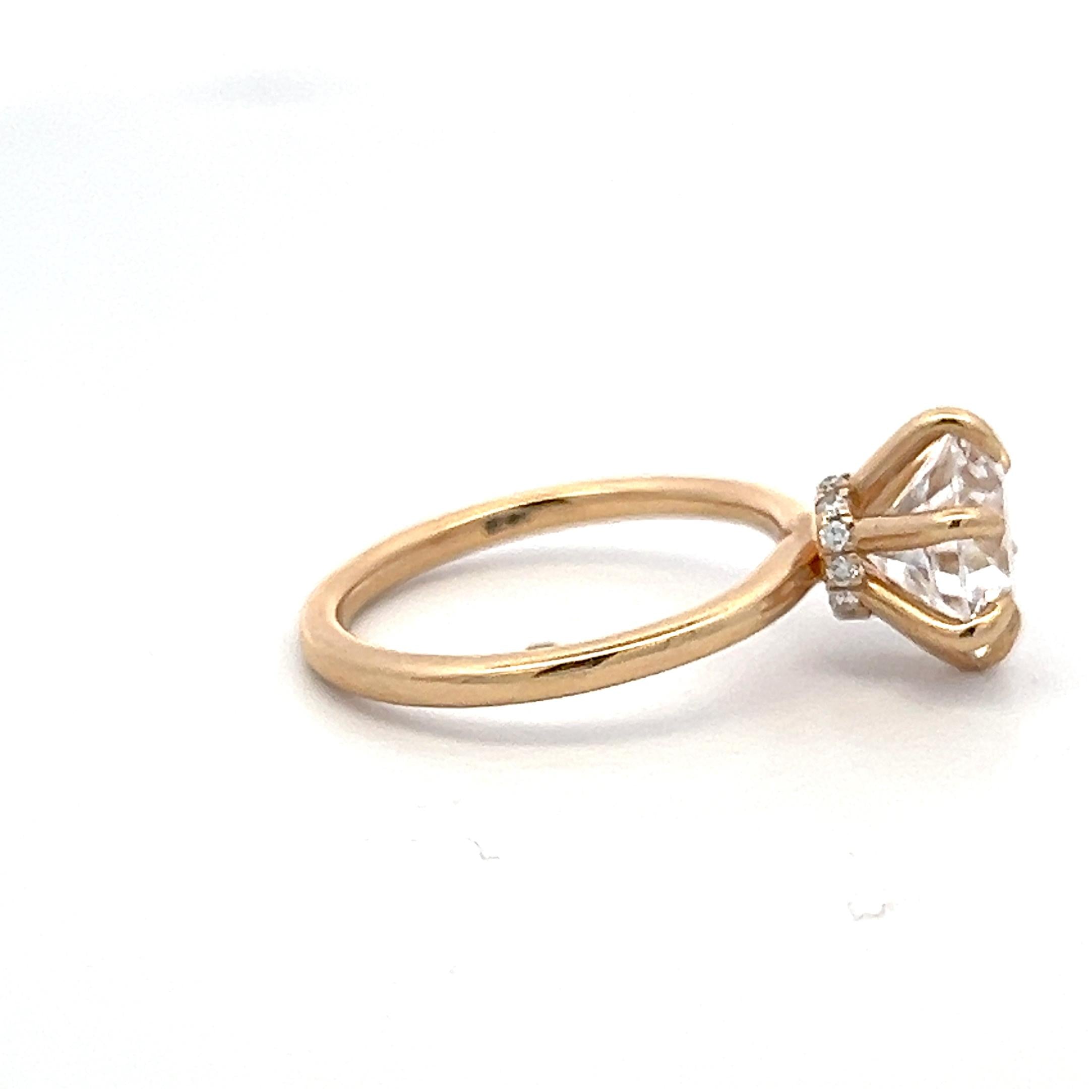 14K Yellow Gold Engagement Ring with 2.25ct Lab-Grown and 0.09ct Round Diamonds