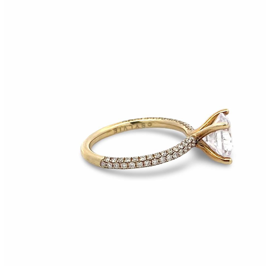 14K Yellow Gold Engagement Ring with 2ct Lab-Grown and 0.5ct Natural Diamonds