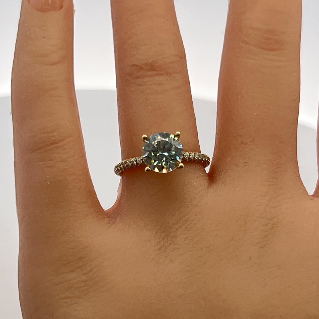 14K Yellow Gold Engagement Ring with 2ct Lab-Grown and 0.5ct Natural Diamonds