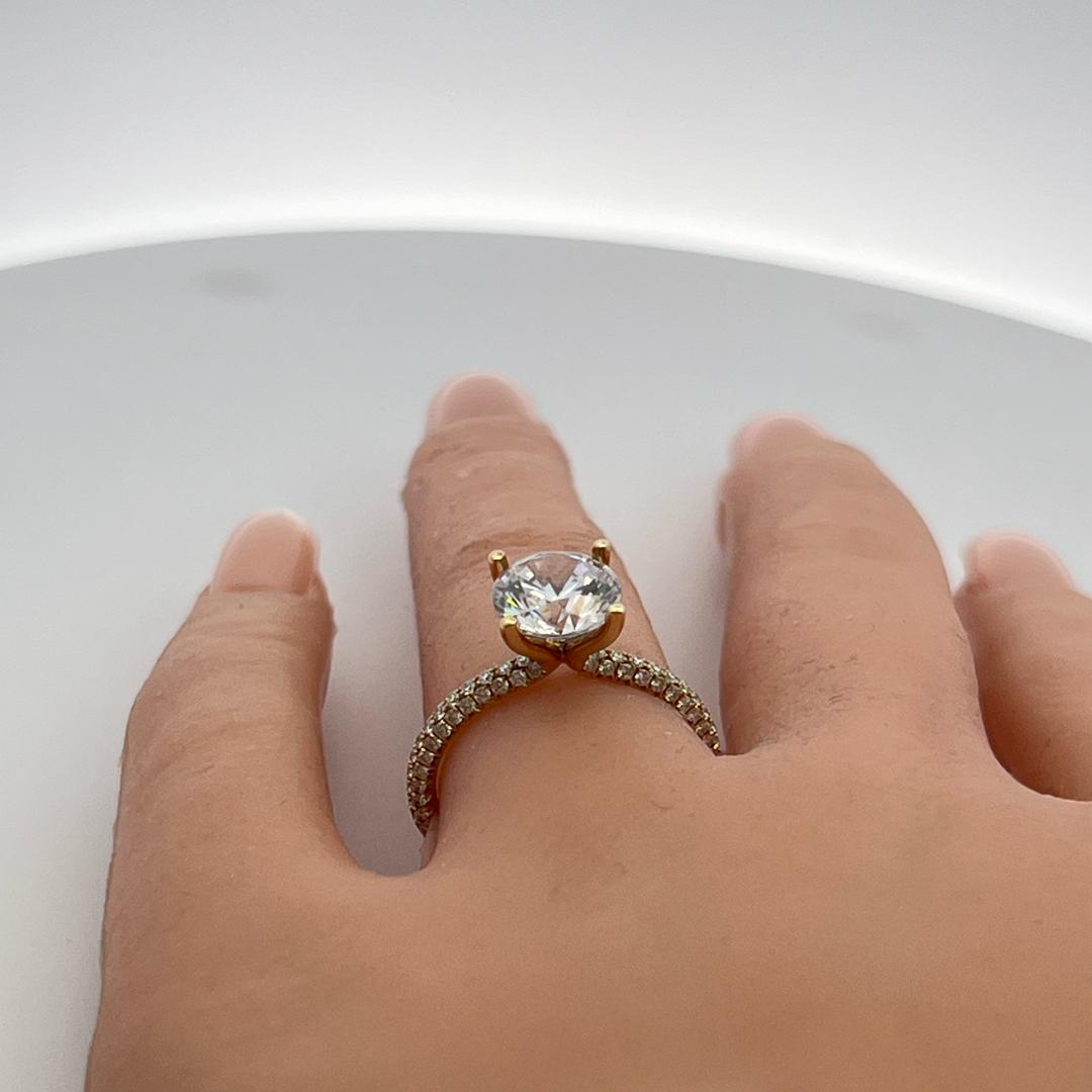 14K Yellow Gold Engagement Ring with 2ct Lab-Grown and 0.5ct Natural Diamonds