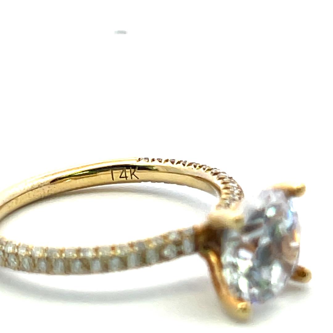 14K Yellow Gold Engagement Ring with 2ct Lab-Grown and 0.5ct Natural Diamonds