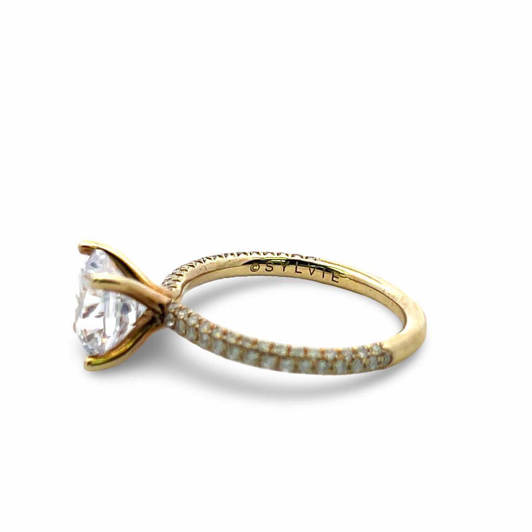 14K Yellow Gold Engagement Ring with 2ct Lab-Grown and 0.5ct Natural Diamonds