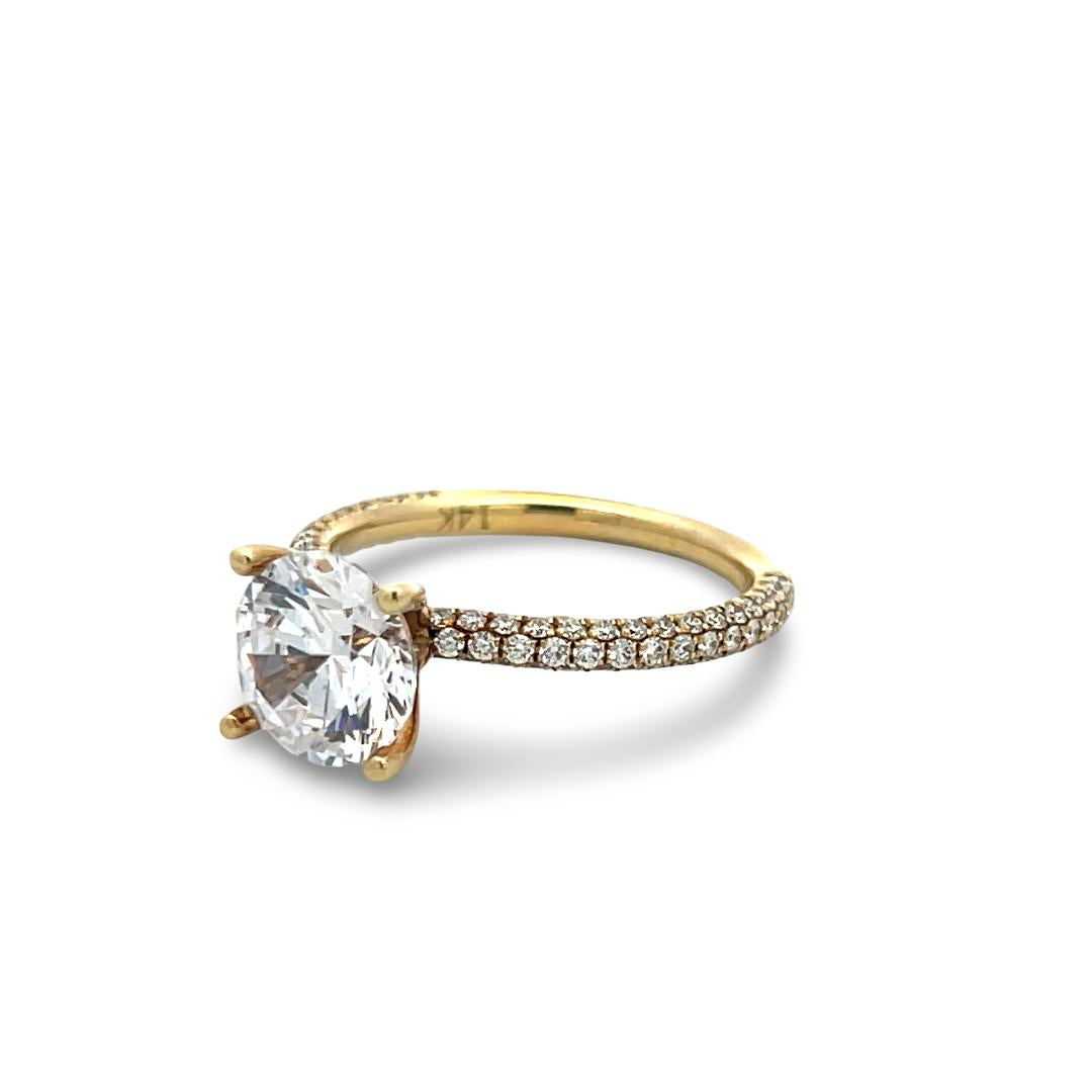 14K Yellow Gold Engagement Ring with 2ct Lab-Grown and 0.5ct Natural Diamonds