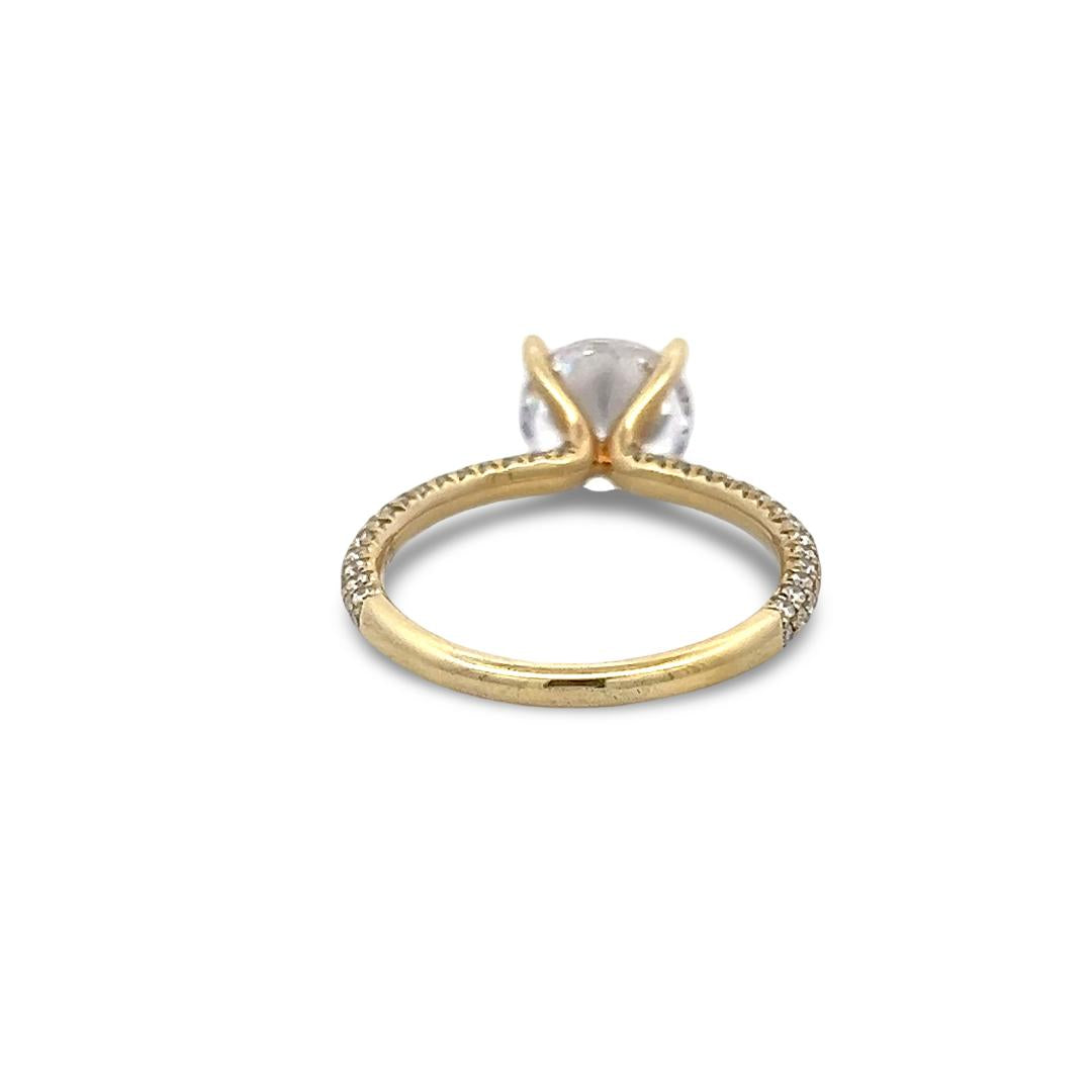 14K Yellow Gold Engagement Ring with 2ct Lab-Grown and 0.5ct Natural Diamonds