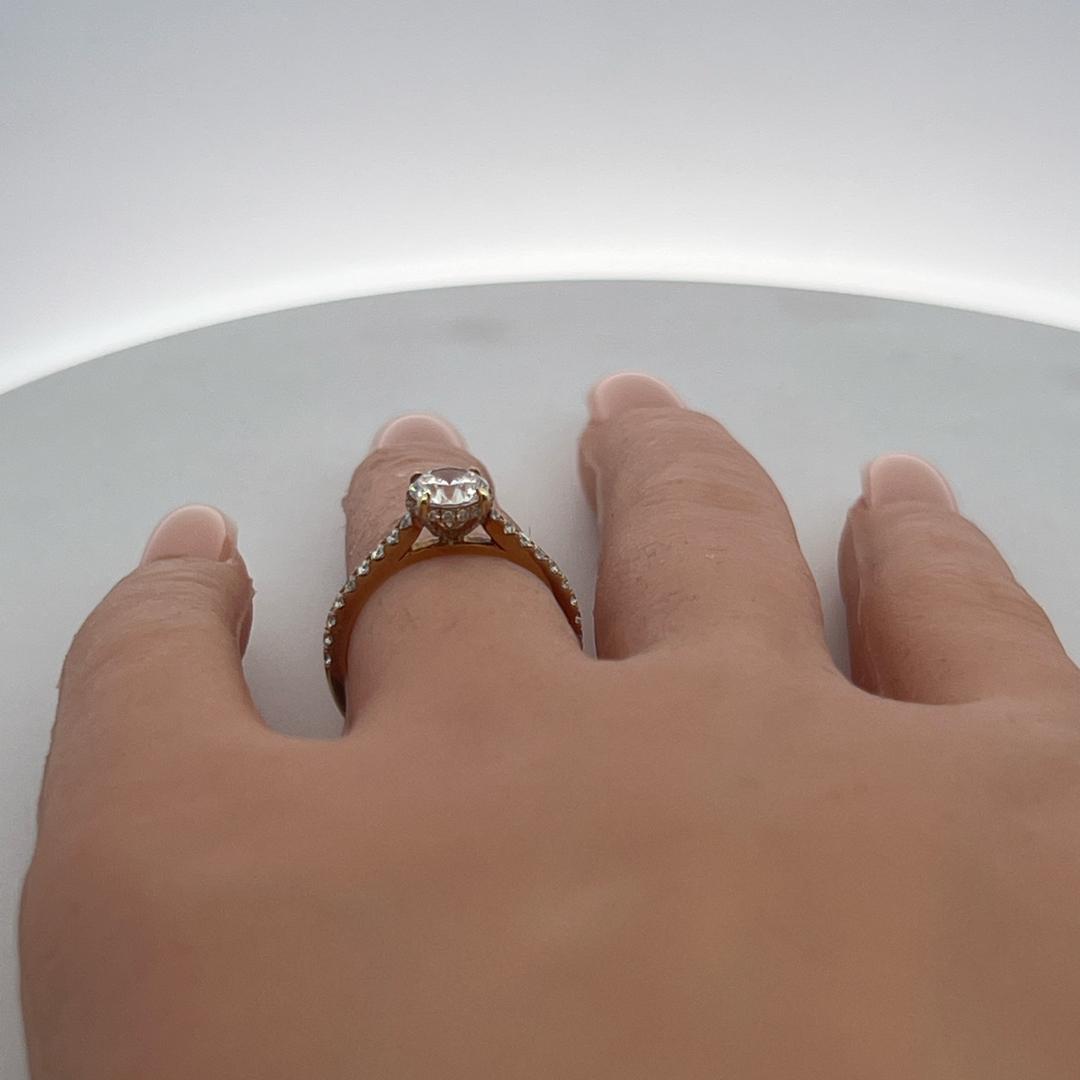 14K YG Engagement Ring 0.75ct Lab-Grown and 0.37ct Natural Diamonds Size 6