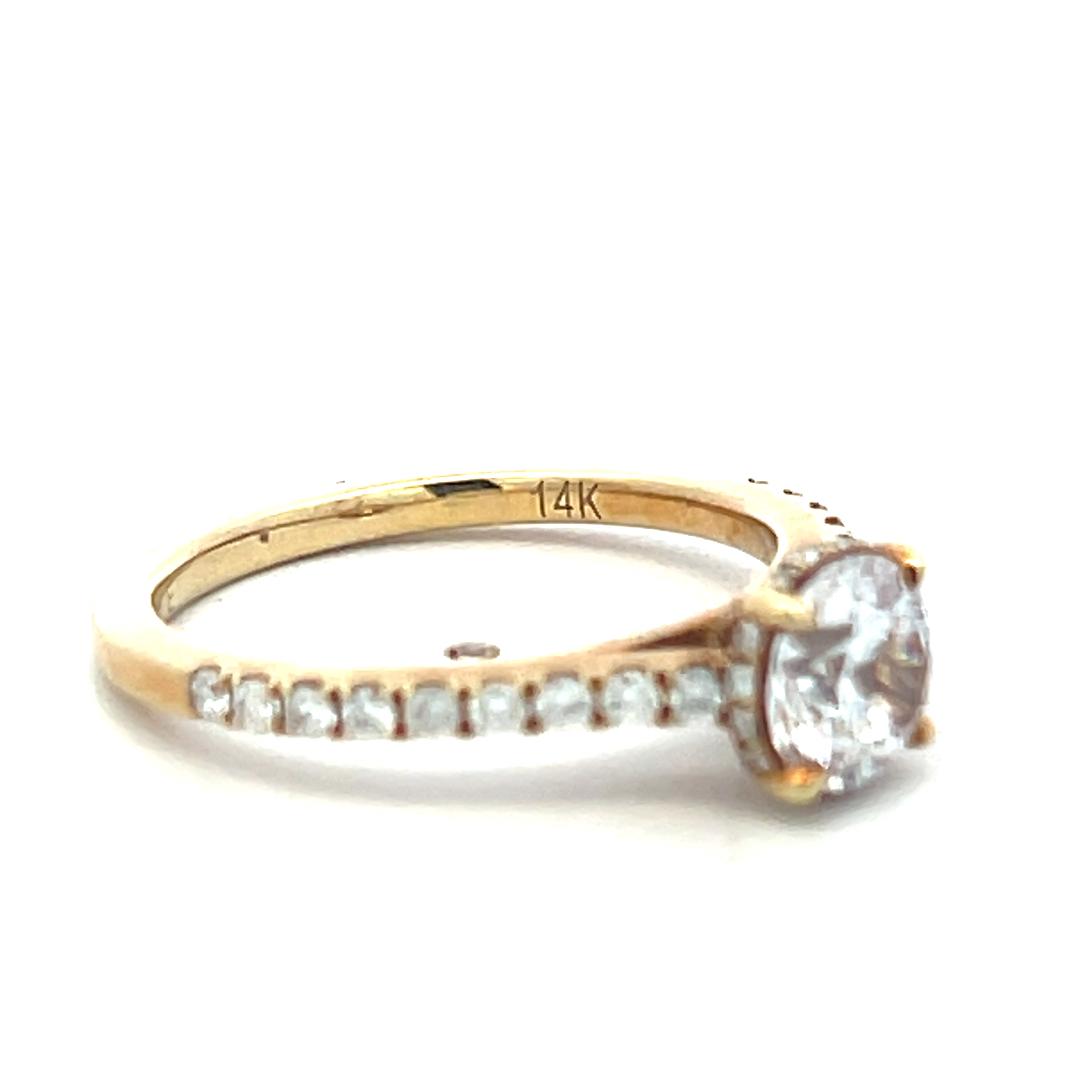 14K YG Engagement Ring 0.75ct Lab-Grown and 0.37ct Natural Diamonds Size 6