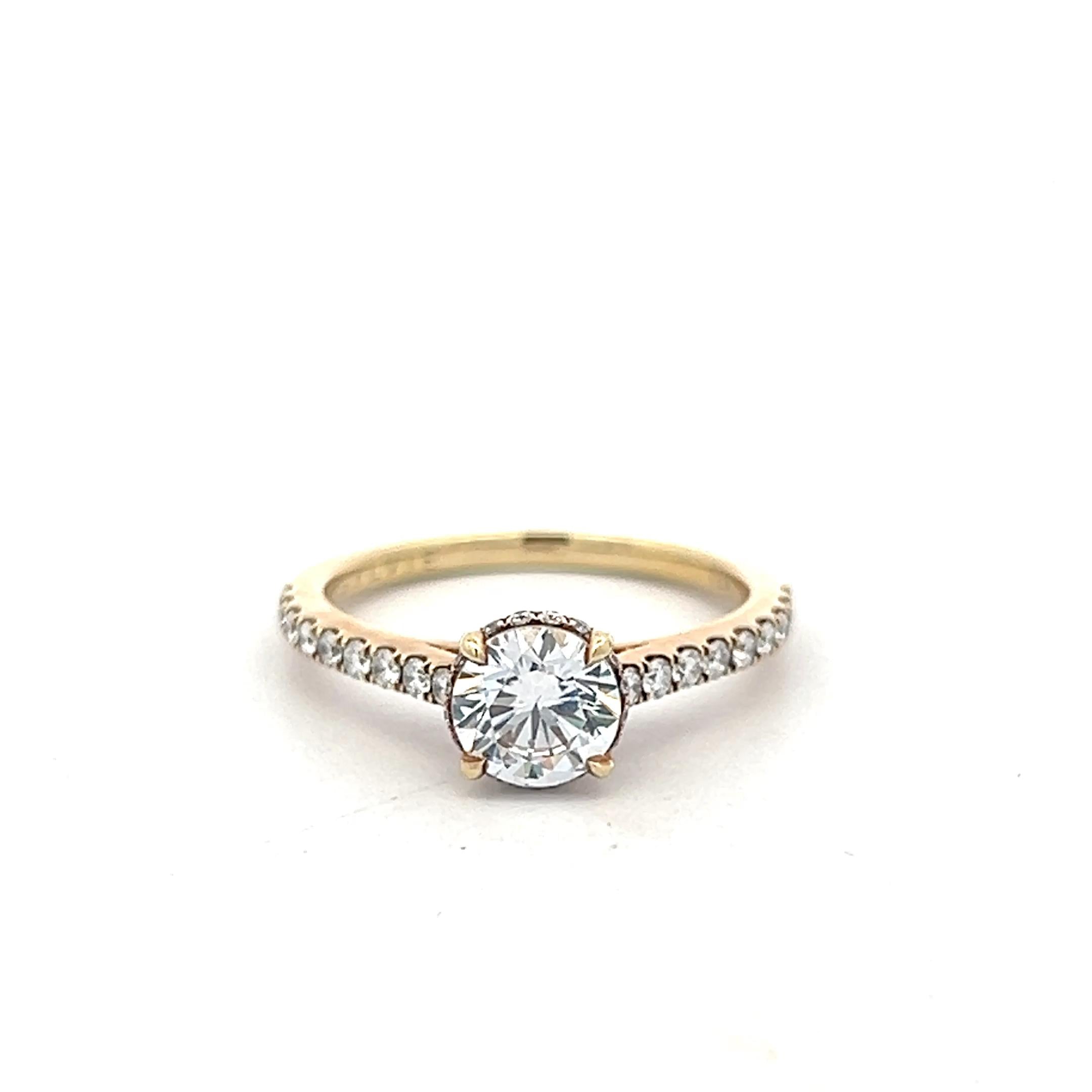 14K YG Engagement Ring 0.75ct Lab-Grown and 0.37ct Natural Diamonds Size 6