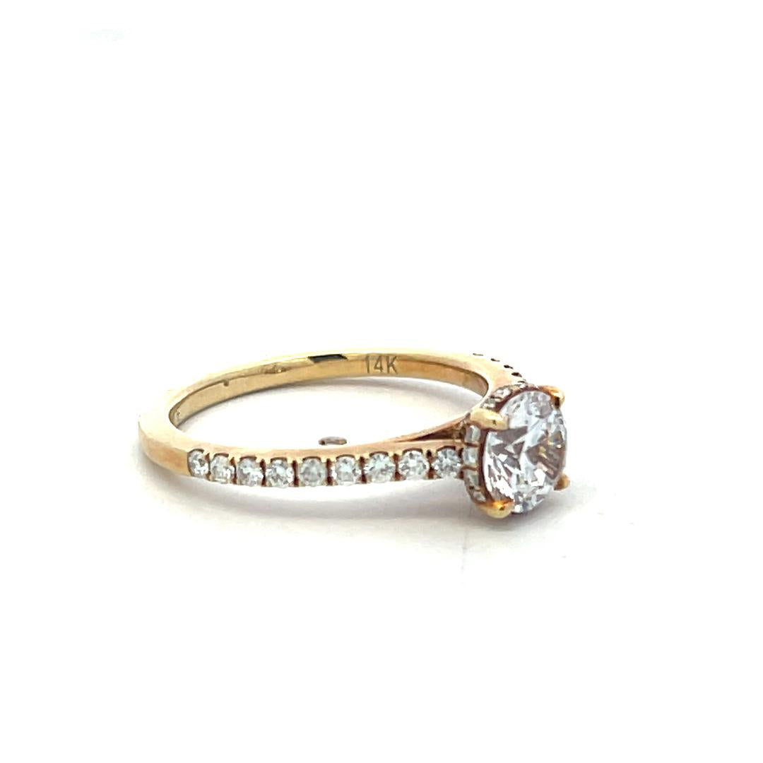 14K YG Engagement Ring 0.75ct Lab-Grown and 0.37ct Natural Diamonds Size 6