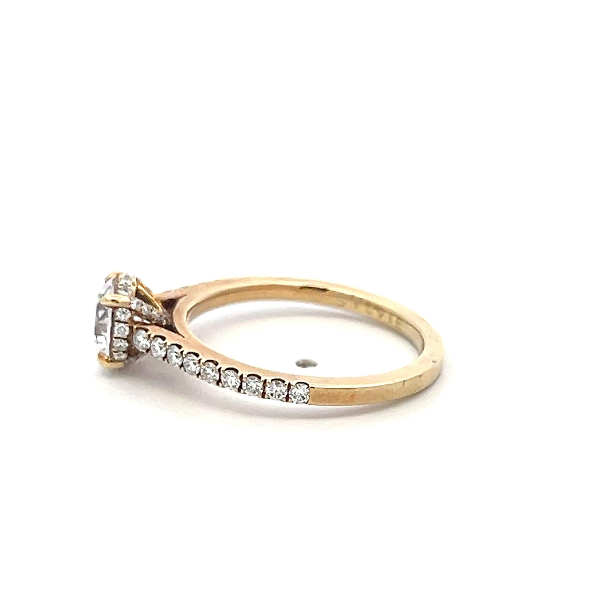 14K YG Engagement Ring 0.75ct Lab-Grown and 0.37ct Natural Diamonds Size 6