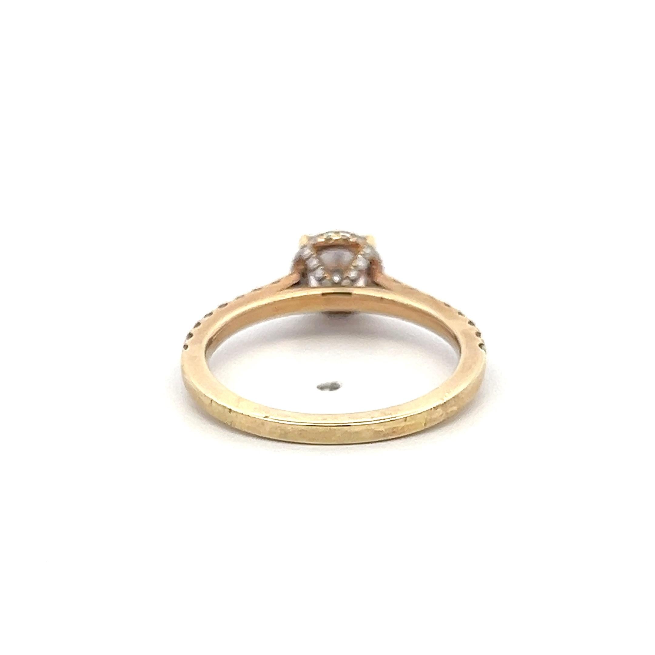 14K YG Engagement Ring 0.75ct Lab-Grown and 0.37ct Natural Diamonds Size 6
