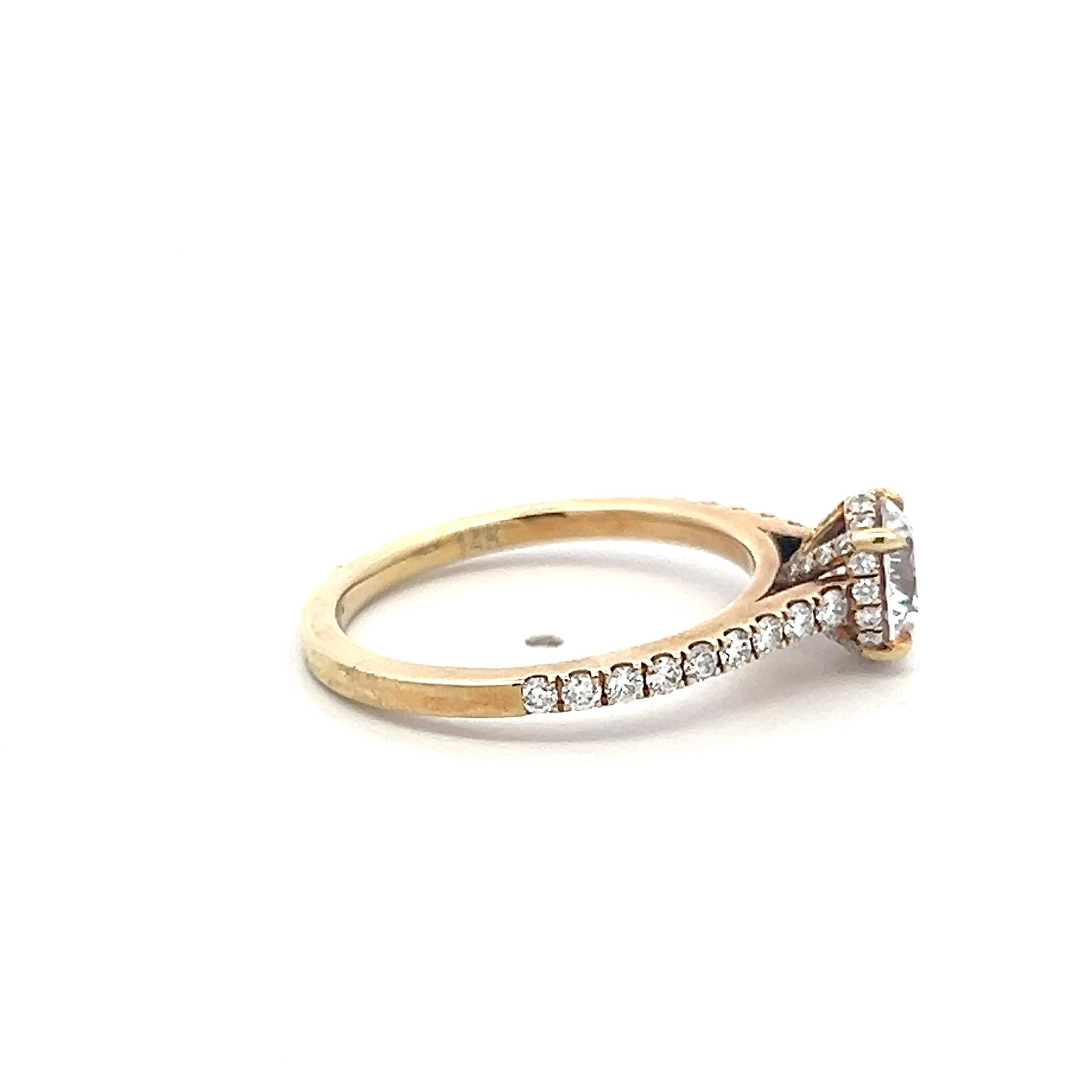 14K YG Engagement Ring 0.75ct Lab-Grown and 0.37ct Natural Diamonds Size 6