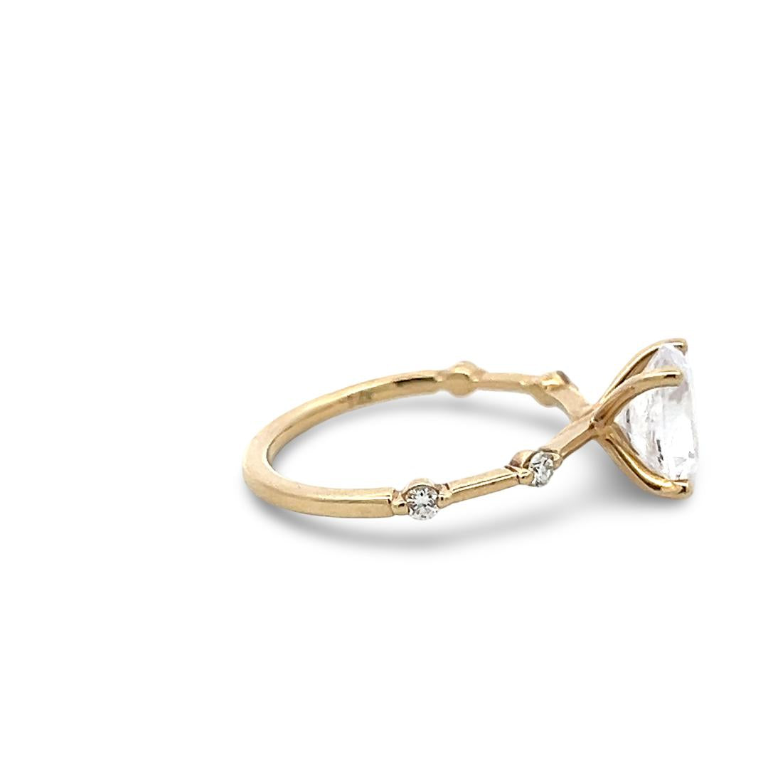 14K Yellow Gold Engagement Ring 1.5ct Lab-Grown and 0.12ct Natural Diamonds