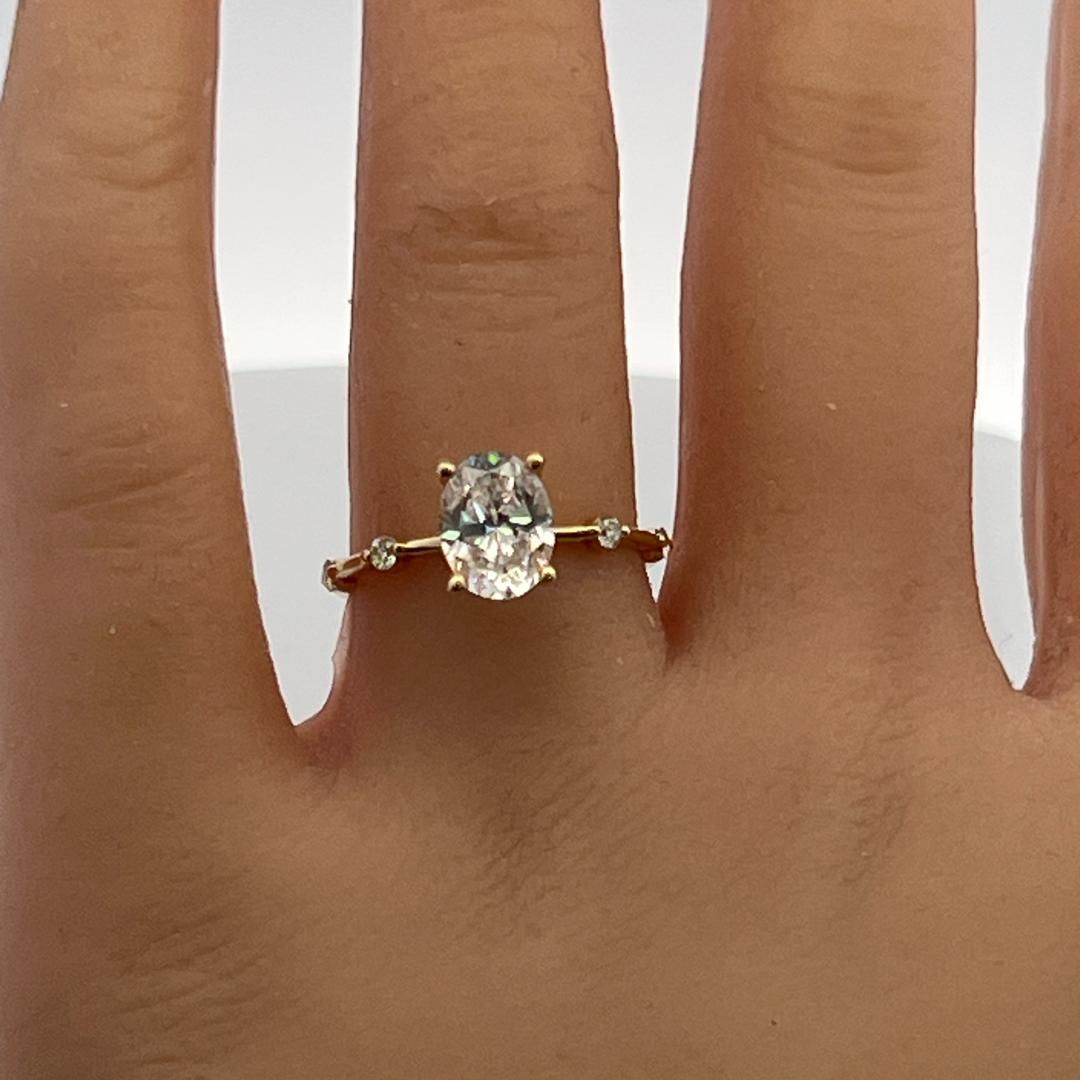 14K Yellow Gold Engagement Ring 1.5ct Lab-Grown and 0.12ct Natural Diamonds