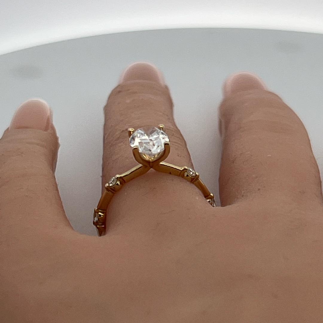 14K Yellow Gold Engagement Ring 1.5ct Lab-Grown and 0.12ct Natural Diamonds