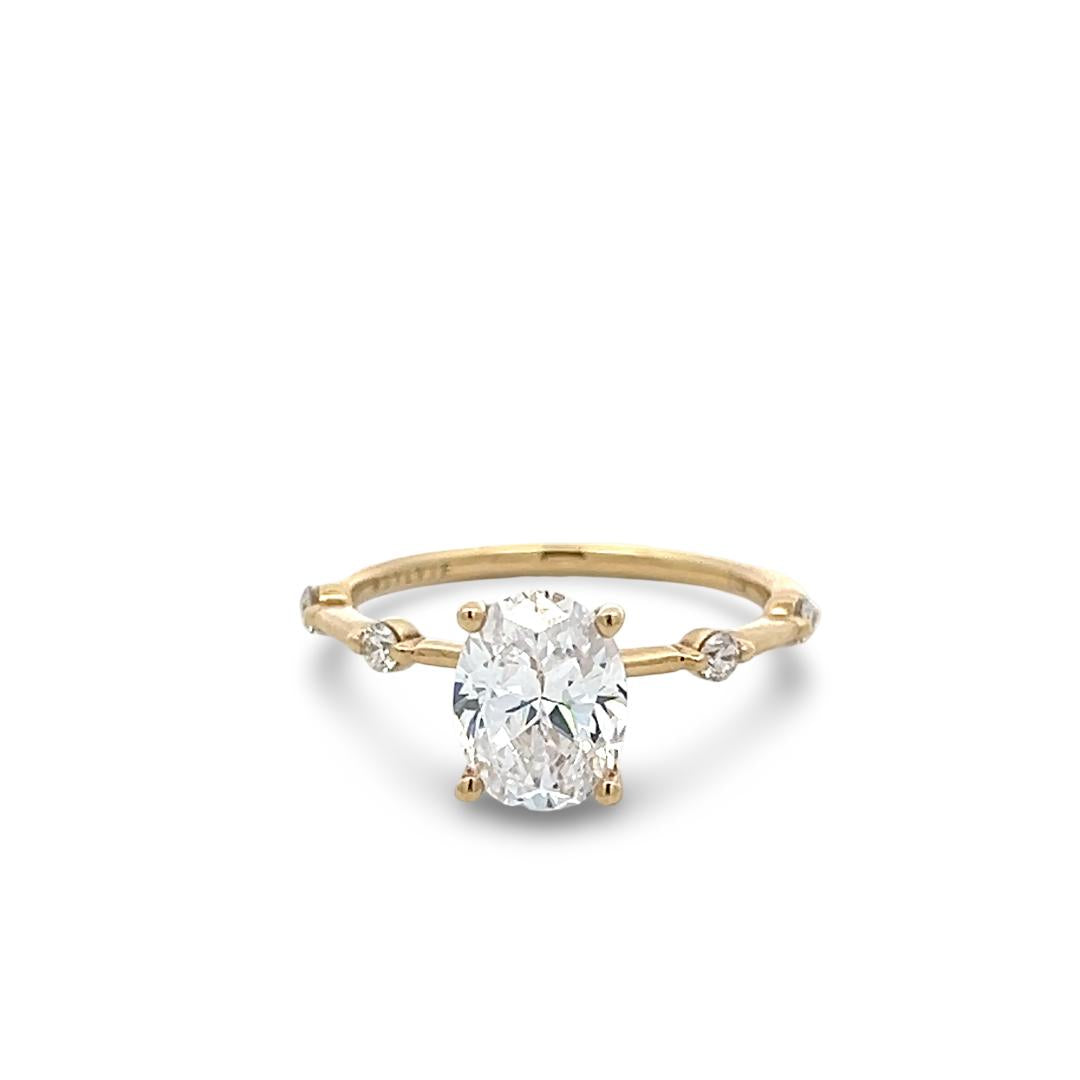 14K Yellow Gold Engagement Ring 1.5ct Lab-Grown and 0.12ct Natural Diamonds