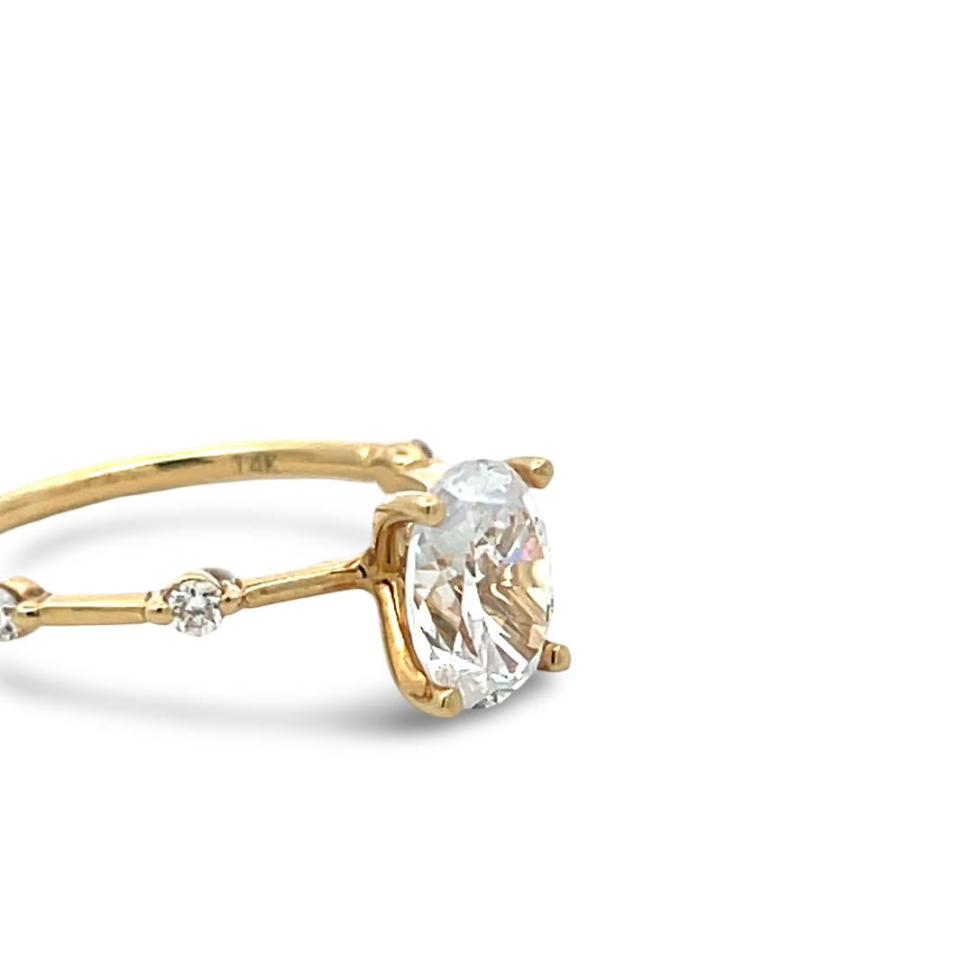 14K Yellow Gold Engagement Ring 1.5ct Lab-Grown and 0.12ct Natural Diamonds