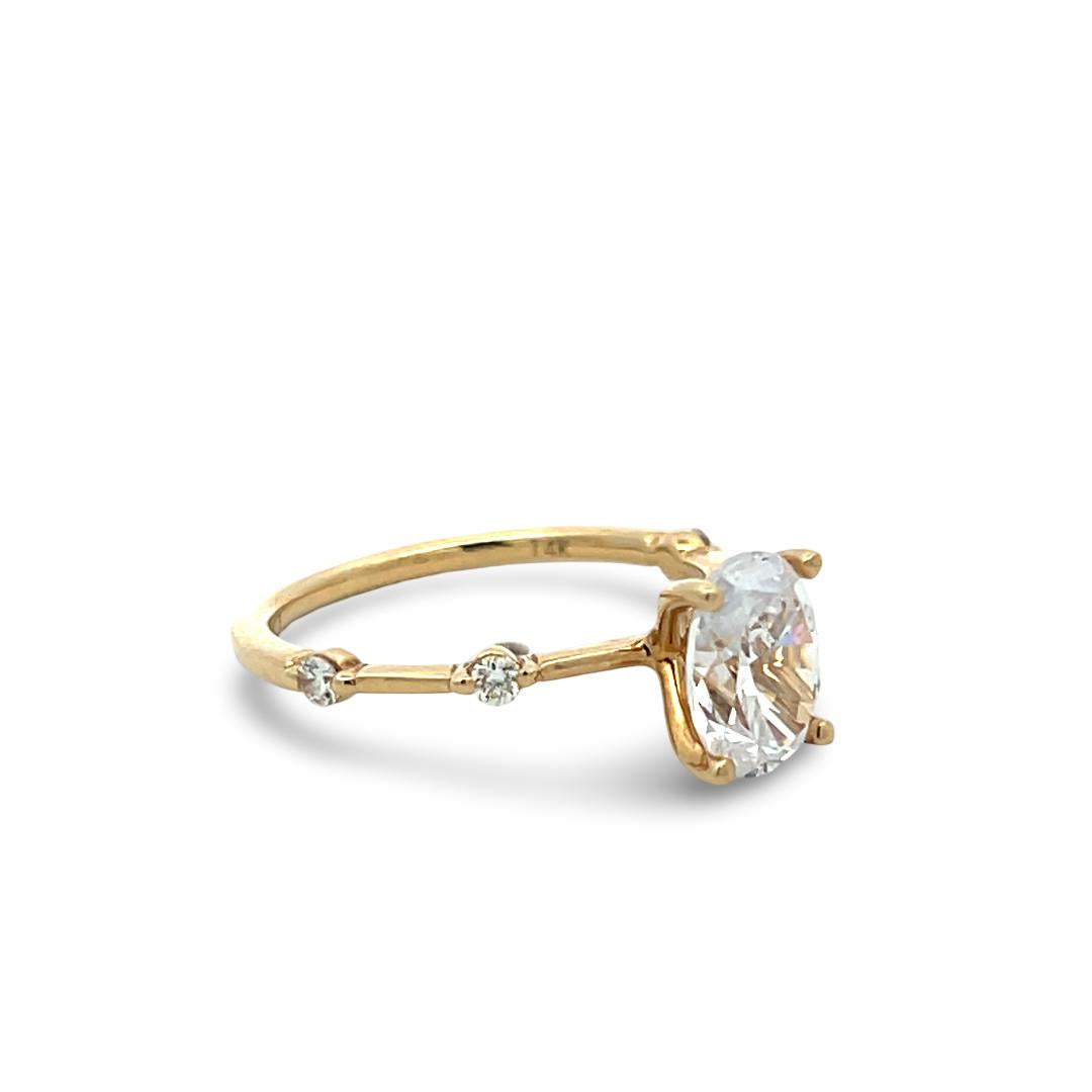 14K Yellow Gold Engagement Ring 1.5ct Lab-Grown and 0.12ct Natural Diamonds