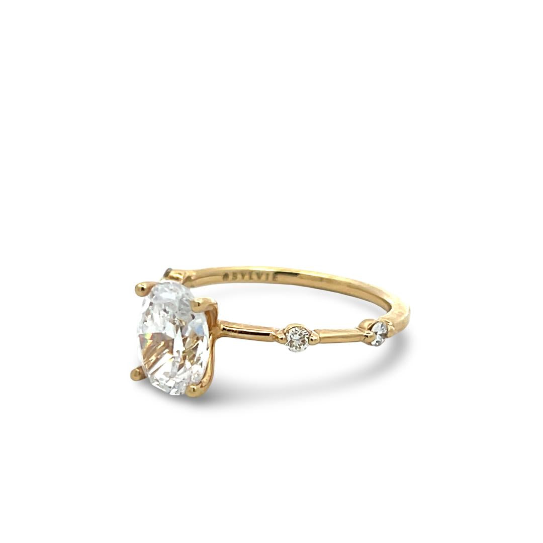 14K Yellow Gold Engagement Ring 1.5ct Lab-Grown and 0.12ct Natural Diamonds