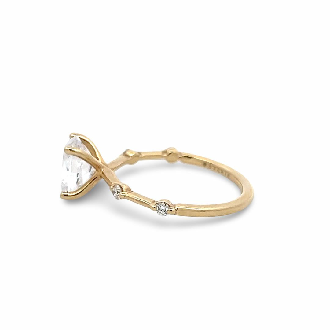 14K Yellow Gold Engagement Ring 1.5ct Lab-Grown and 0.12ct Natural Diamonds