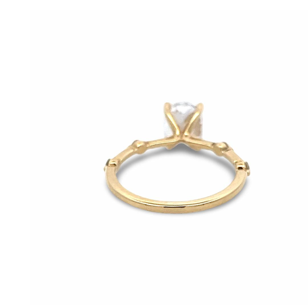 14K Yellow Gold Engagement Ring 1.5ct Lab-Grown and 0.12ct Natural Diamonds