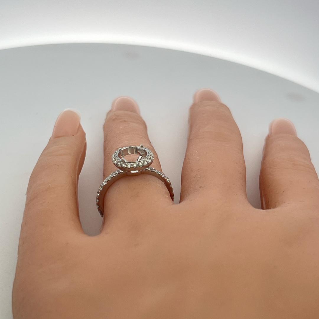 14K White Gold Semi Mount Ring with 0.4ct Round Diamonds Fits 7.5 MM 1.71ct+
