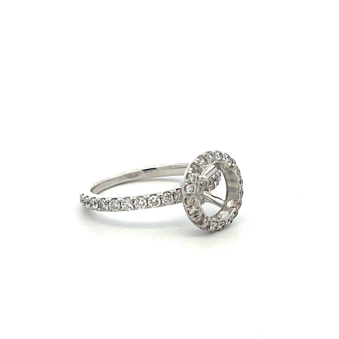 14K White Gold Semi Mount Ring with 0.4ct Round Diamonds Fits 7.5 MM 1.71ct+